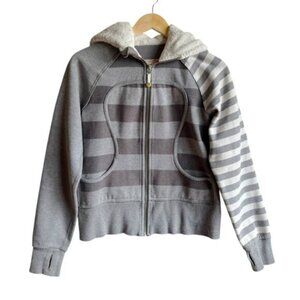 Lululemon Scuba Hoodie Special Edition Gray Stripes Jacket Size 8